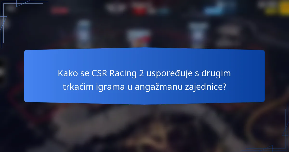 Kako se CSR Racing 2 uspoređuje s drugim trkaćim igrama u angažmanu zajednice?