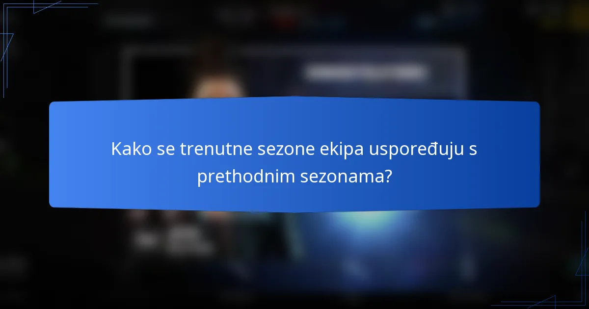 Kako se trenutne sezone ekipa uspoređuju s prethodnim sezonama?